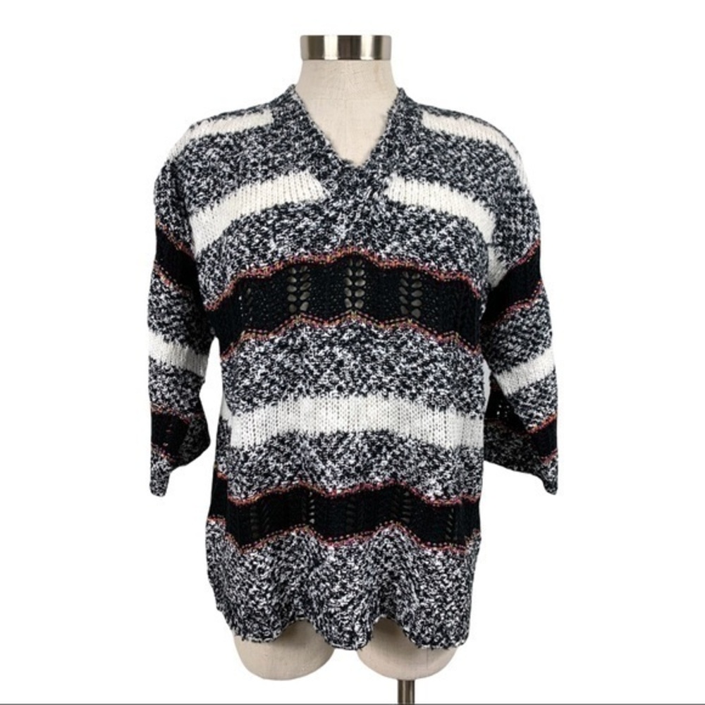 JohnPaulRichard Black‎ & White Striped Sweater Small